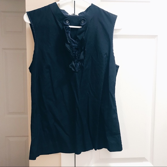 Navy j.crew top with ruffles - Picture 1 of 3